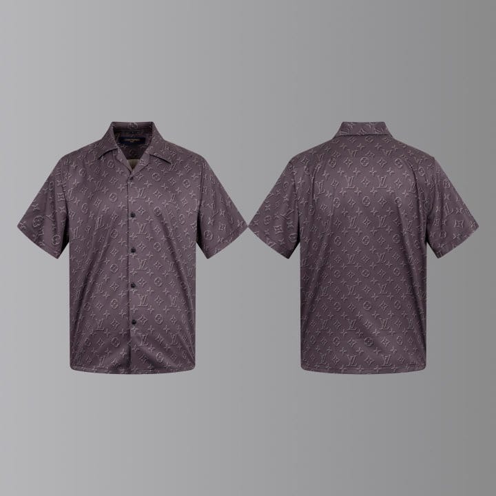 LOUIS VUITTON 루이비통 모노그램 오픈 카라 쇼트 슬리브 셔츠